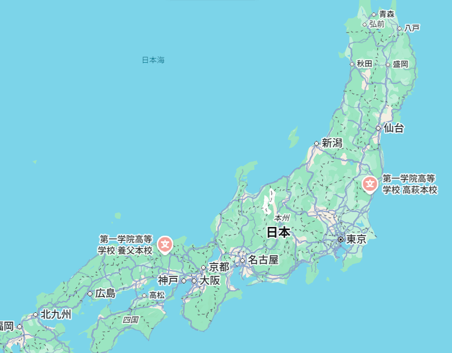 第一学院高等学校 高萩本校と養父本校の地図